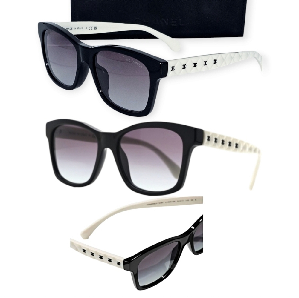 Chanel BLACK & WHITE SUNGLASSES. Lenses:Gray Ref CH5484 1656/s6